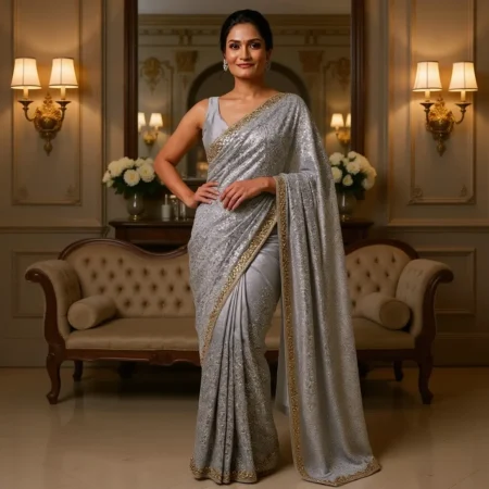 Glitter Saree Look