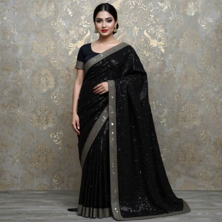 Black Sequin Saree